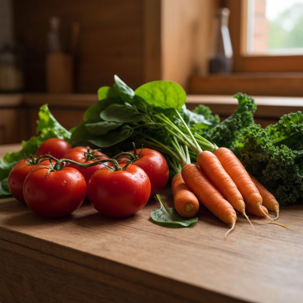 Frisches Gemüse auf einem Holztisch
